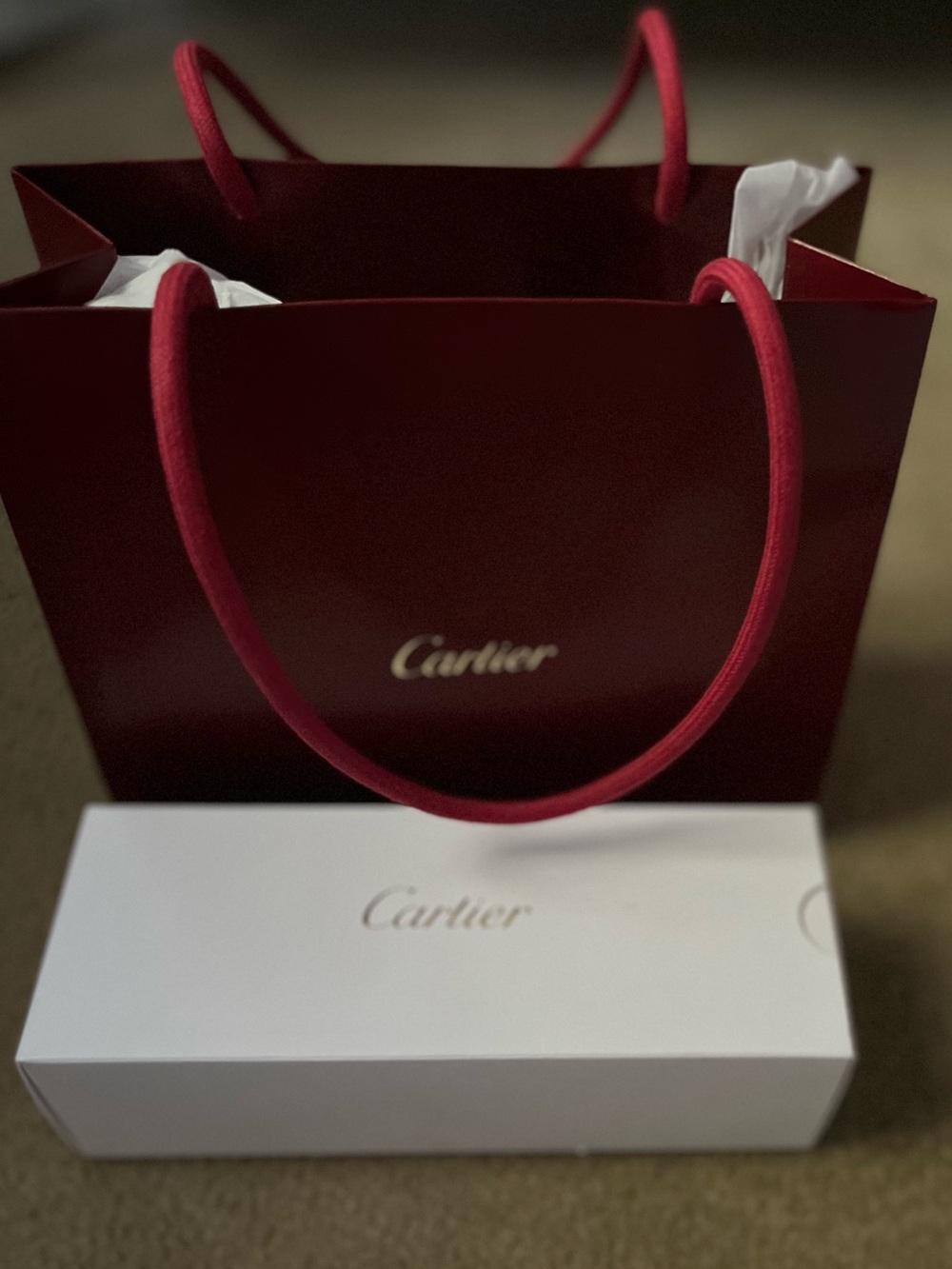 Cartier Red Shopping Tote with White Accessory Box